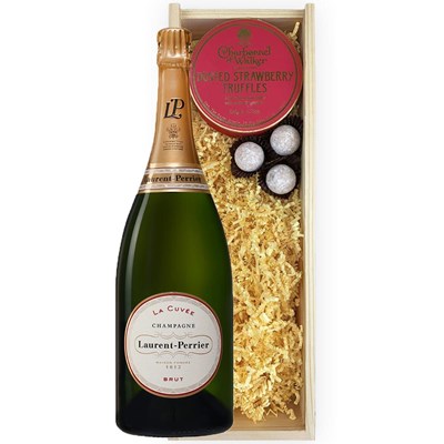 Laurent Perrier La Cuvee Champagne Magnum 1.5L And Strawberry Charbonnel Truffles Magnum Box